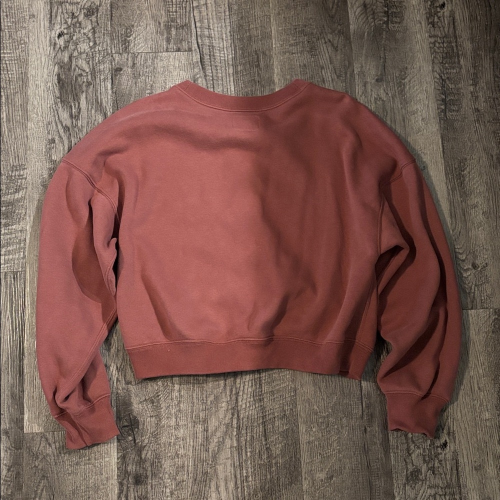Abercrombie & Fitch Cropped Button-Up Sweatshirt - Dusty Pink - Size Medium - Picture 3 of 3